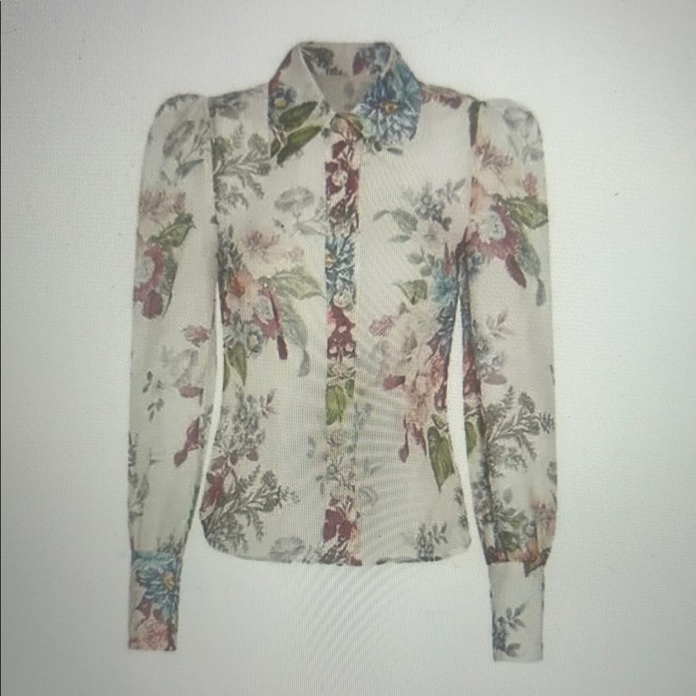 Zimmermann matchmaker floral button down long sleeve shirt in size US 6 NWT